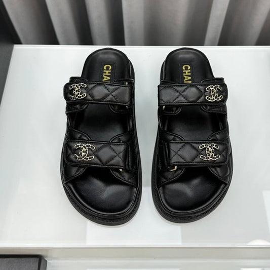 dad sandals black lambskin mules - 35
