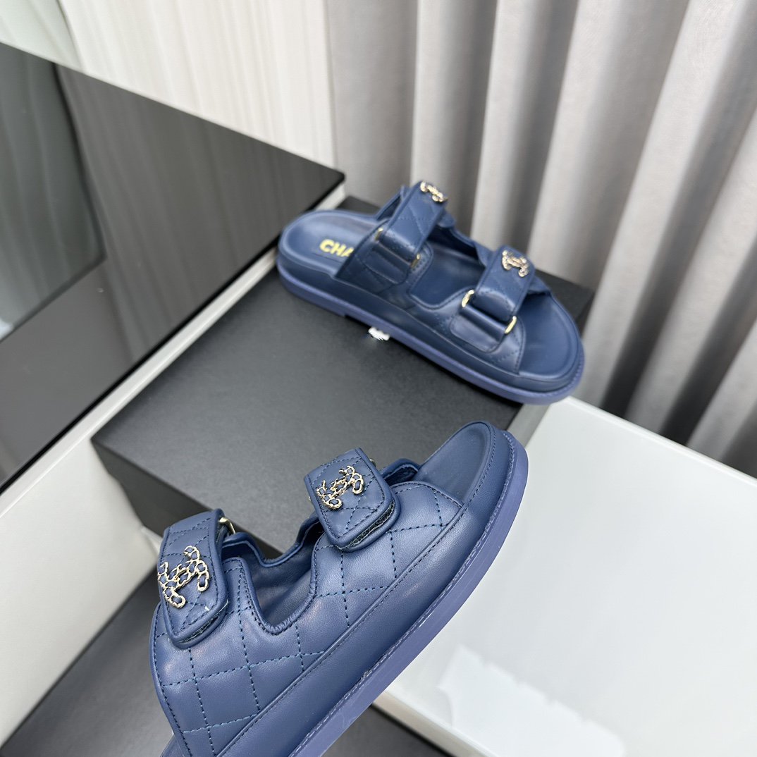 dad sandals blue lambskin mules - 35