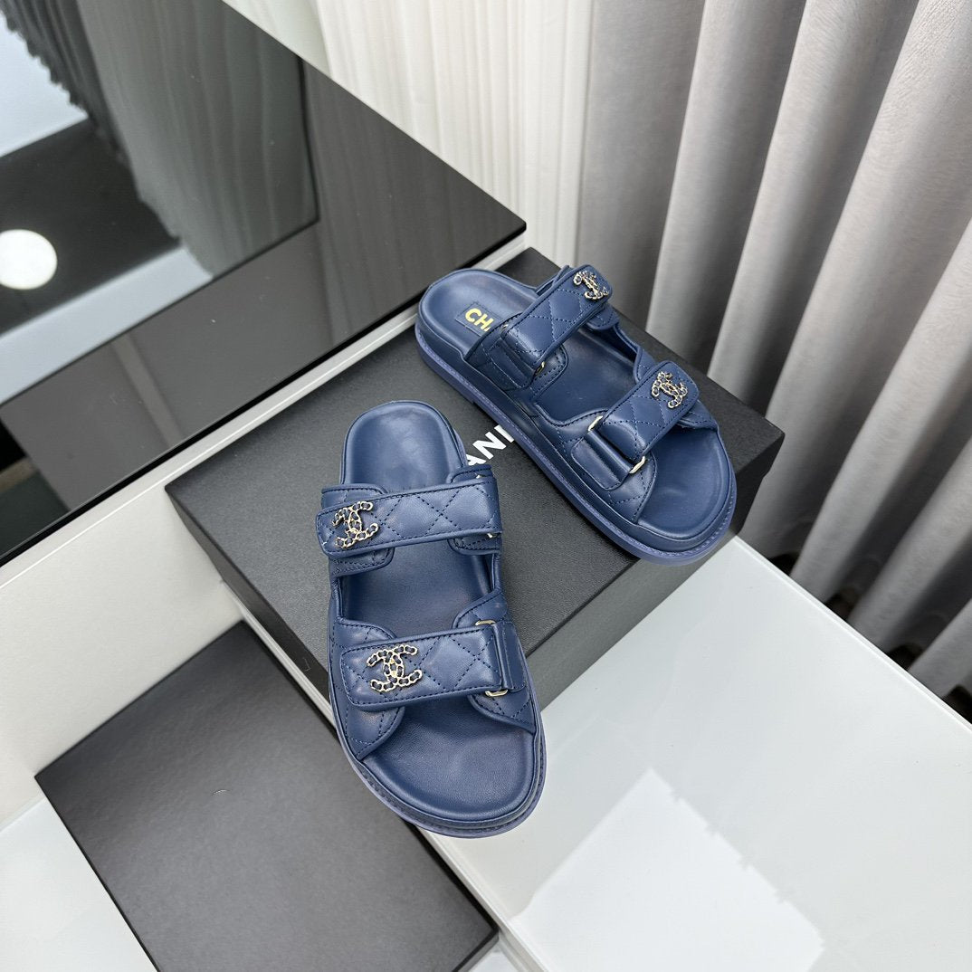 dad sandals blue lambskin mules - 35