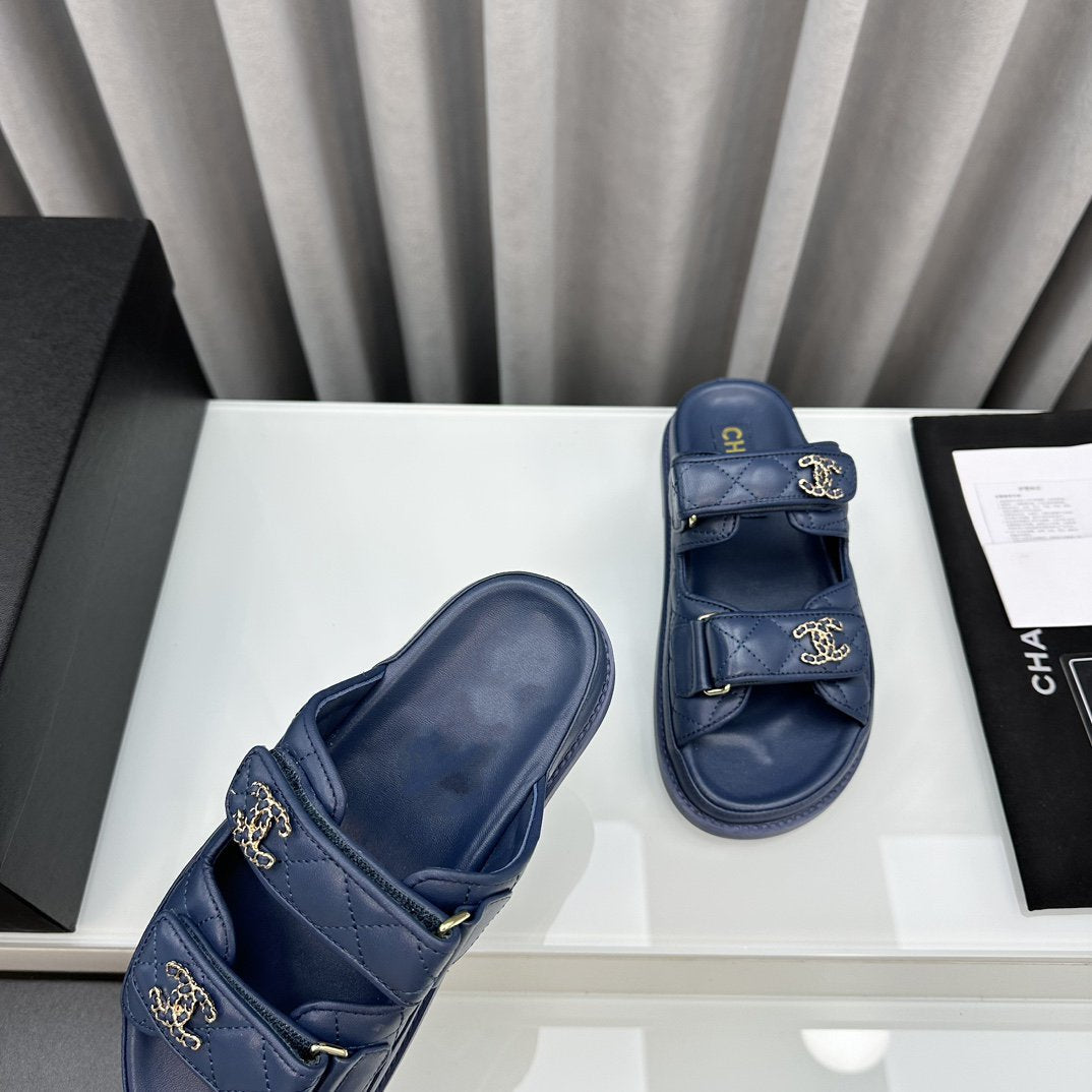 dad sandals blue lambskin mules - 35
