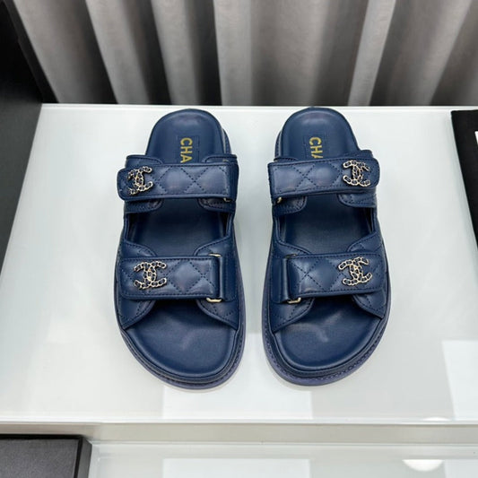 dad sandals blue lambskin mules - 35