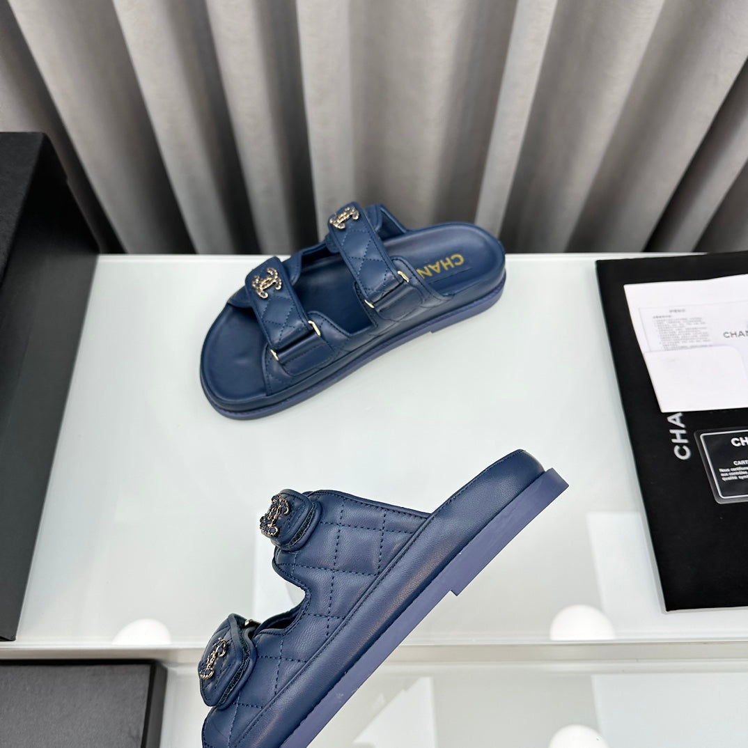 dad sandals blue lambskin mules - 35