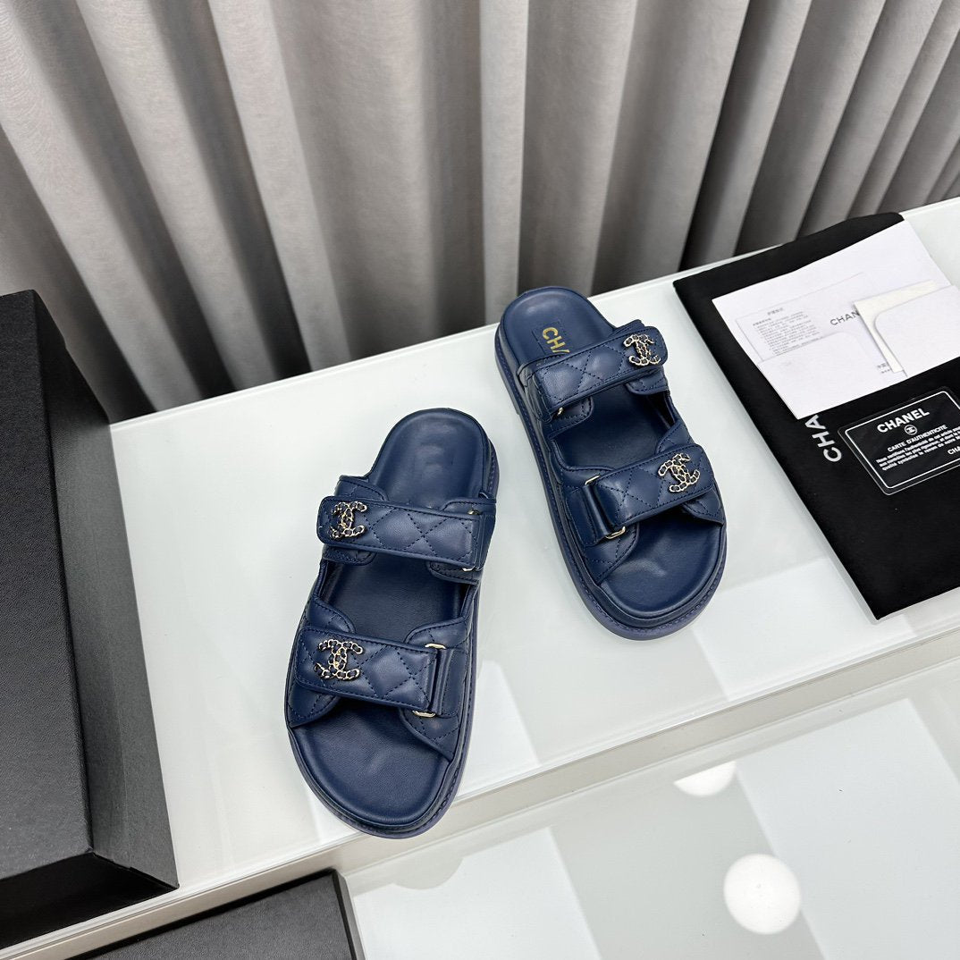 dad sandals blue lambskin mules - 35