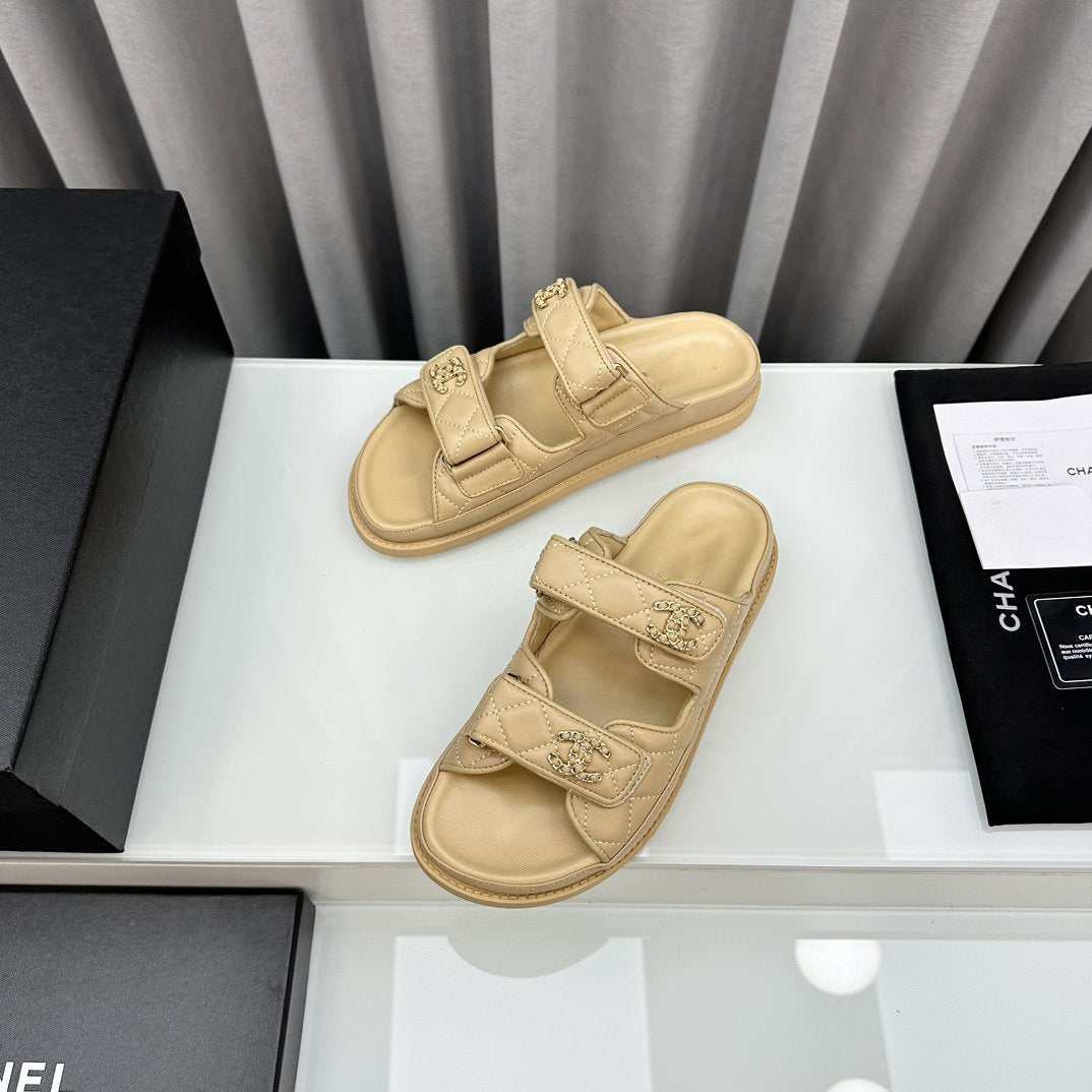 dad sandals beige lambskin mules - 35