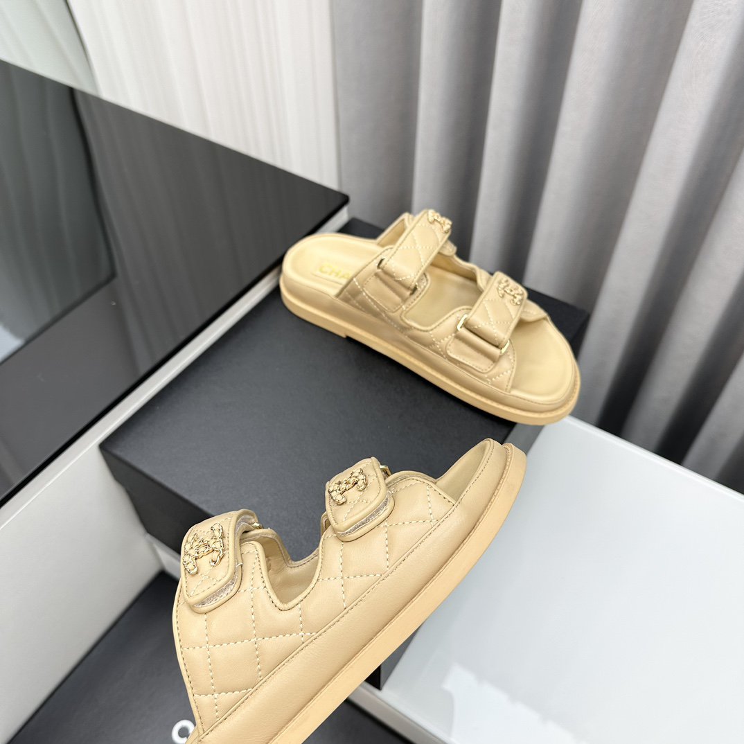 dad sandals beige lambskin mules - 35