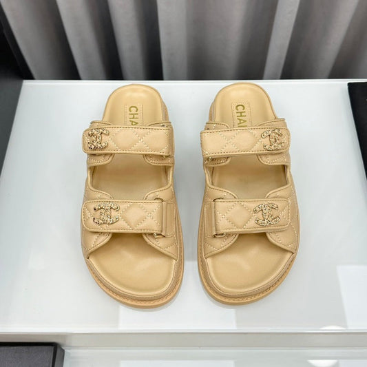 dad sandals beige lambskin mules - 35
