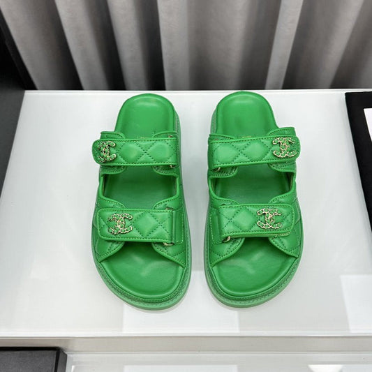 dad sandals greean lambskin mules - 35