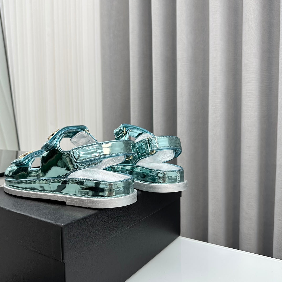 dad sandals cloud blue metalic lambskin - 35