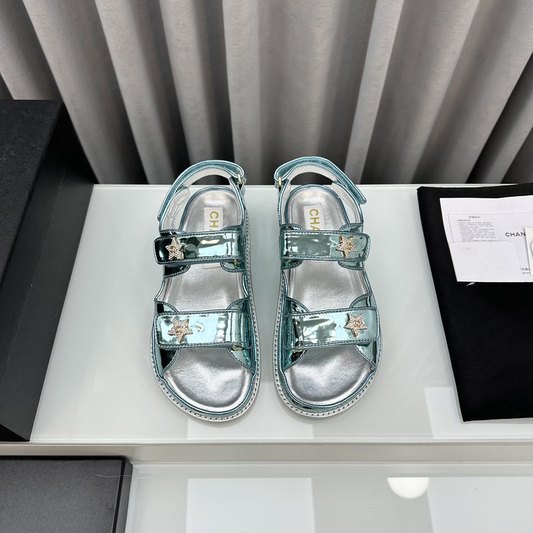 dad sandals cloud blue metalic lambskin - 35