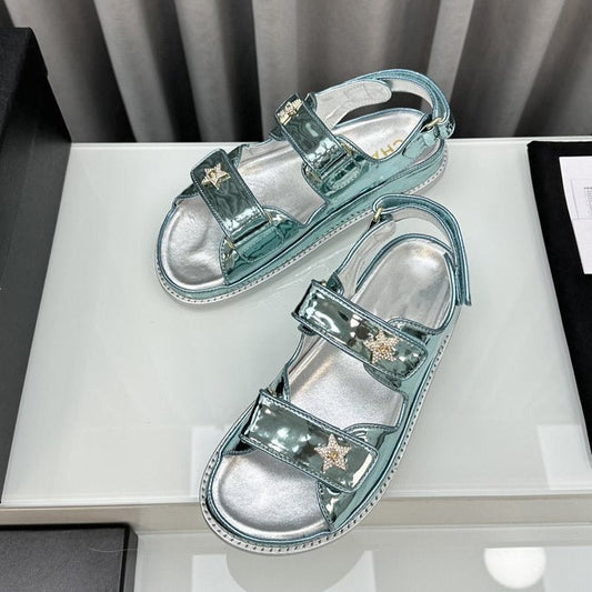 dad sandals cloud blue metalic lambskin - 35