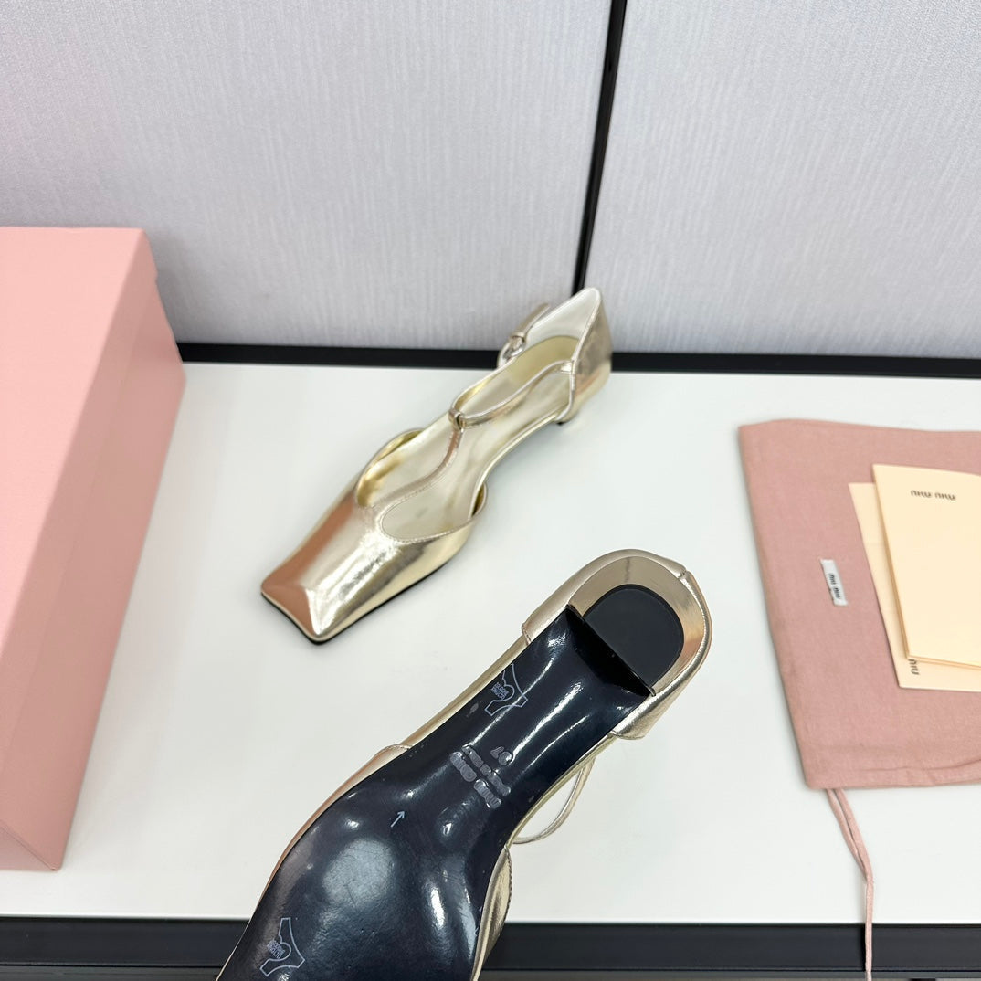 BALLET SANDAL METALLIC GOLD LAMBSKIN WITH T-STRAP - 35