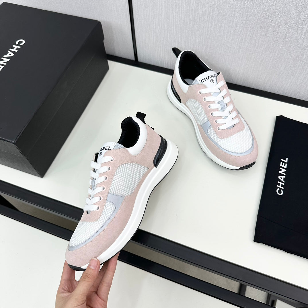 SNEAKER IN LIGHT PINK SUEDE AND WHITE BREATHABLE MESH - 34