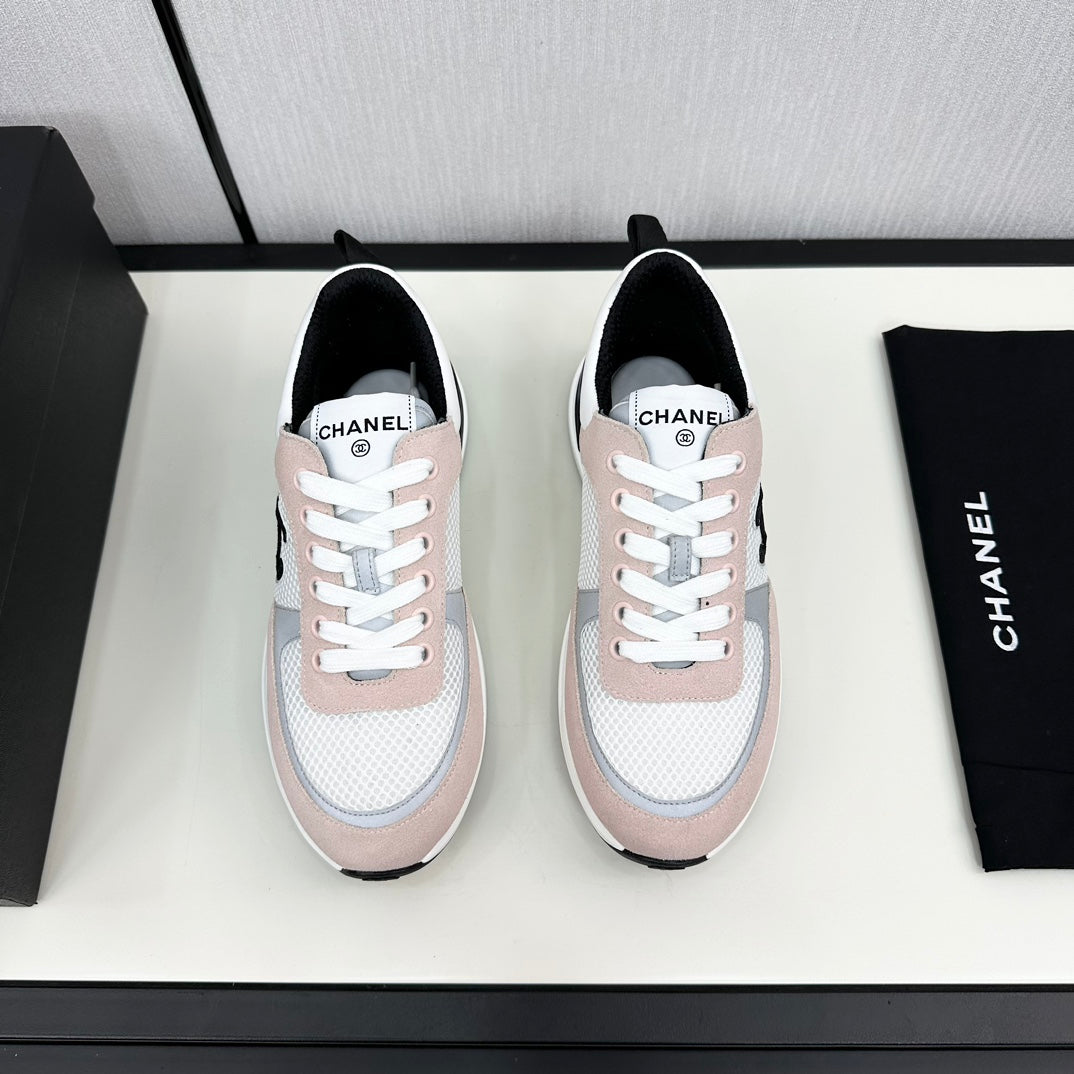 SNEAKER IN LIGHT PINK SUEDE AND WHITE BREATHABLE MESH - 34