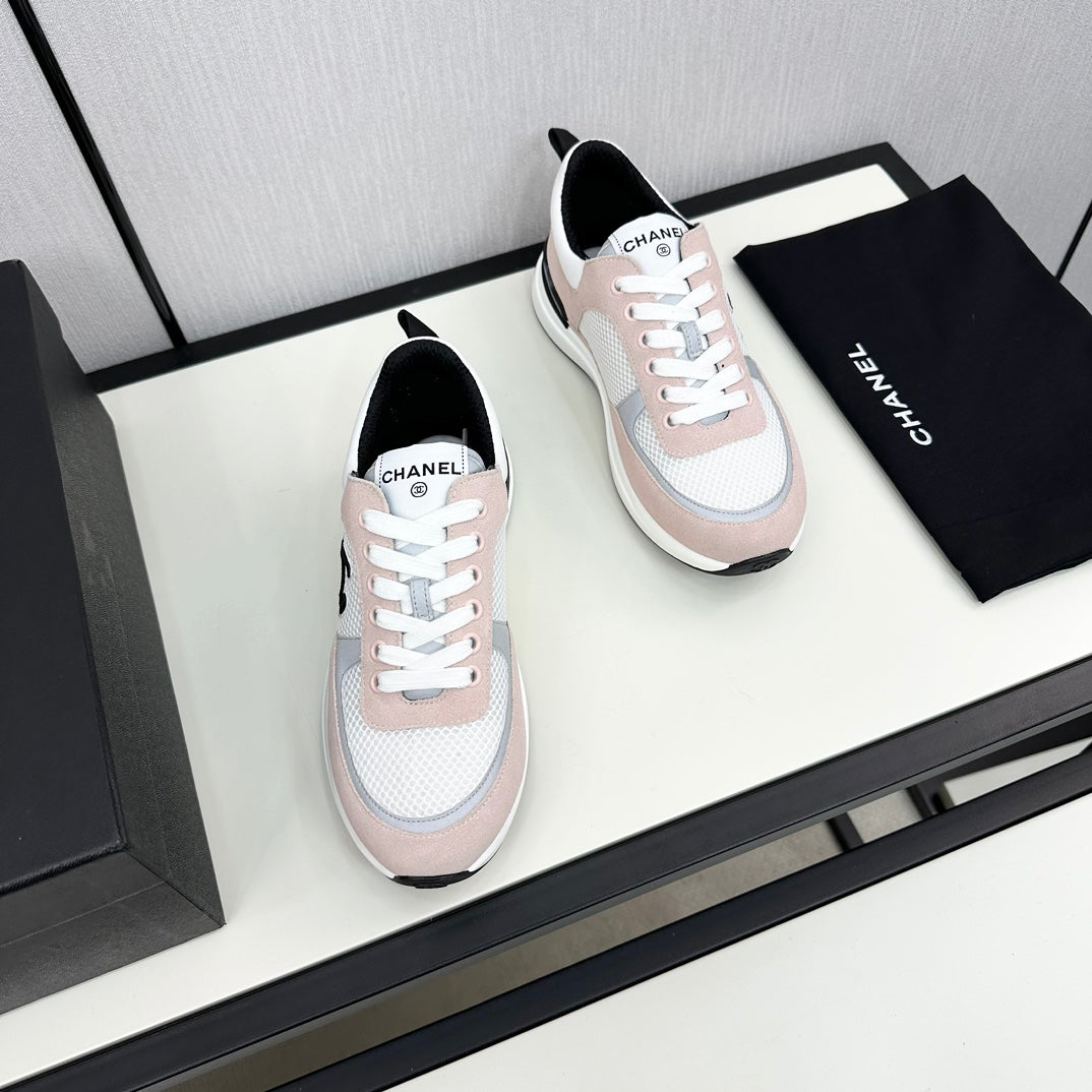 SNEAKER IN LIGHT PINK SUEDE AND WHITE BREATHABLE MESH - 34