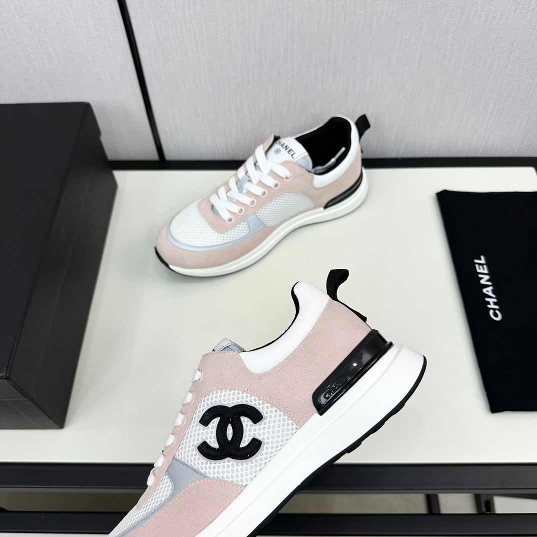 SNEAKER IN LIGHT PINK SUEDE AND WHITE BREATHABLE MESH - 34