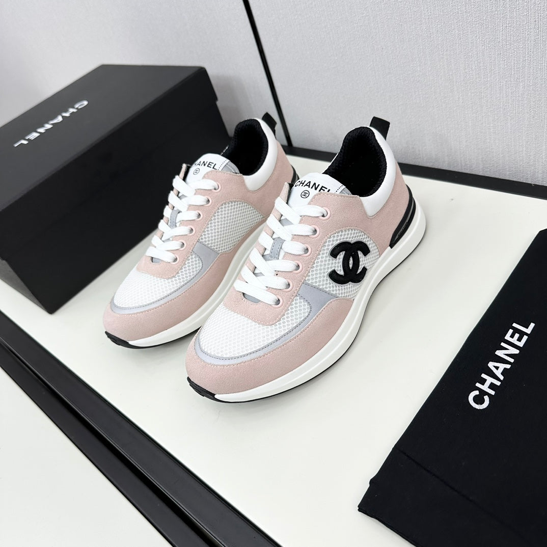 SNEAKER IN LIGHT PINK SUEDE AND WHITE BREATHABLE MESH - 34