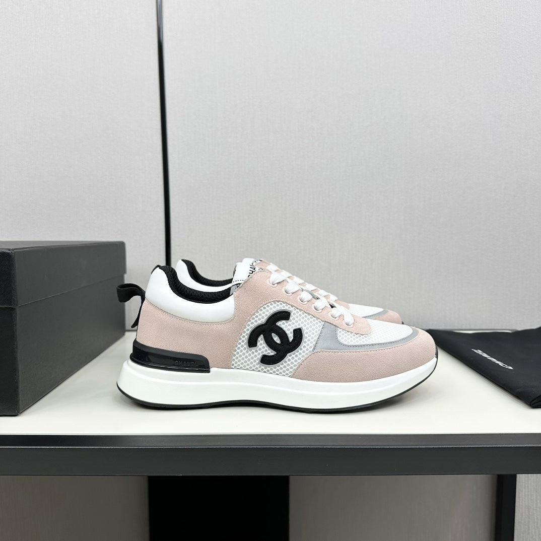 SNEAKER IN LIGHT PINK SUEDE AND WHITE BREATHABLE MESH - 34