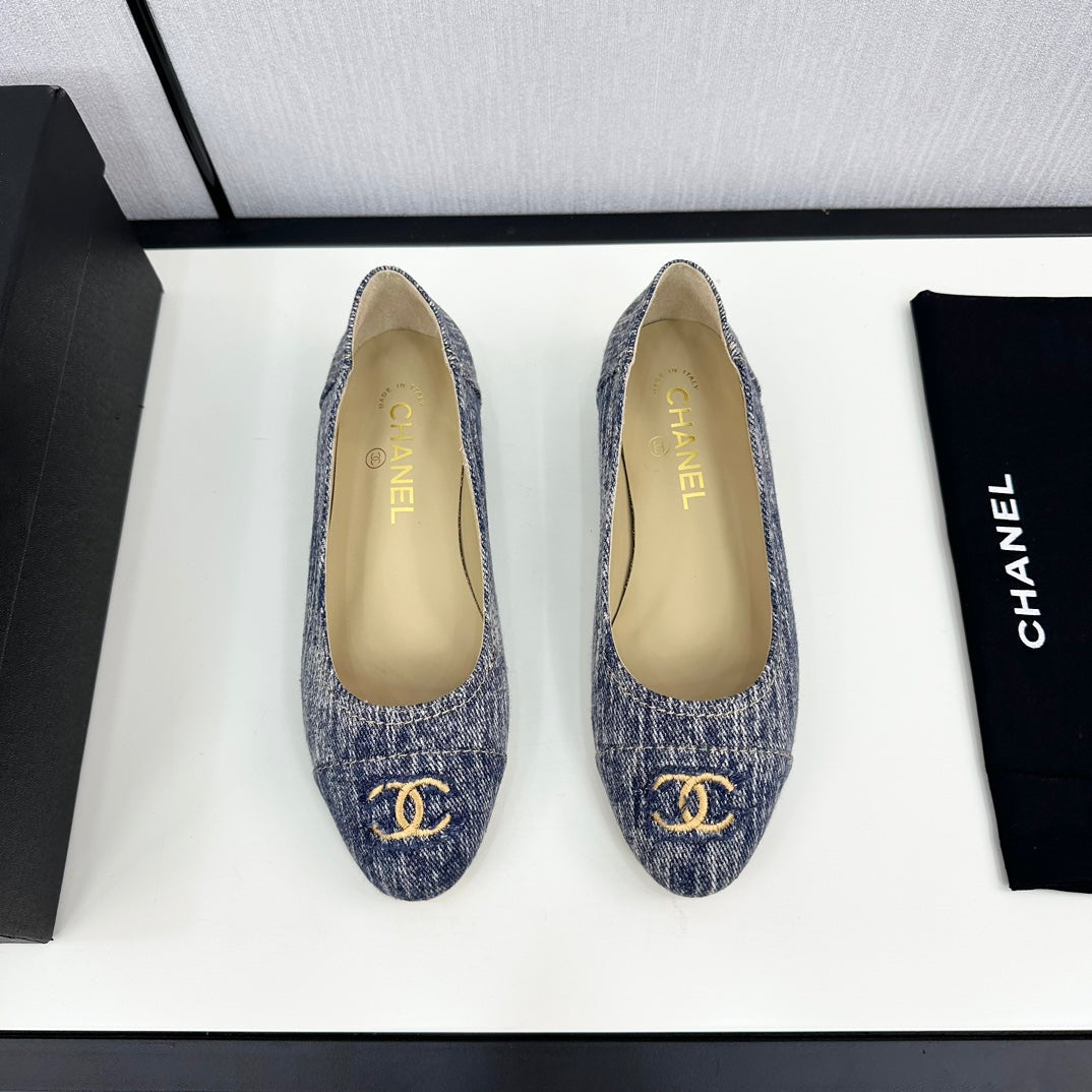 cc ballet flat blue with white stripe denim 166816 - 35