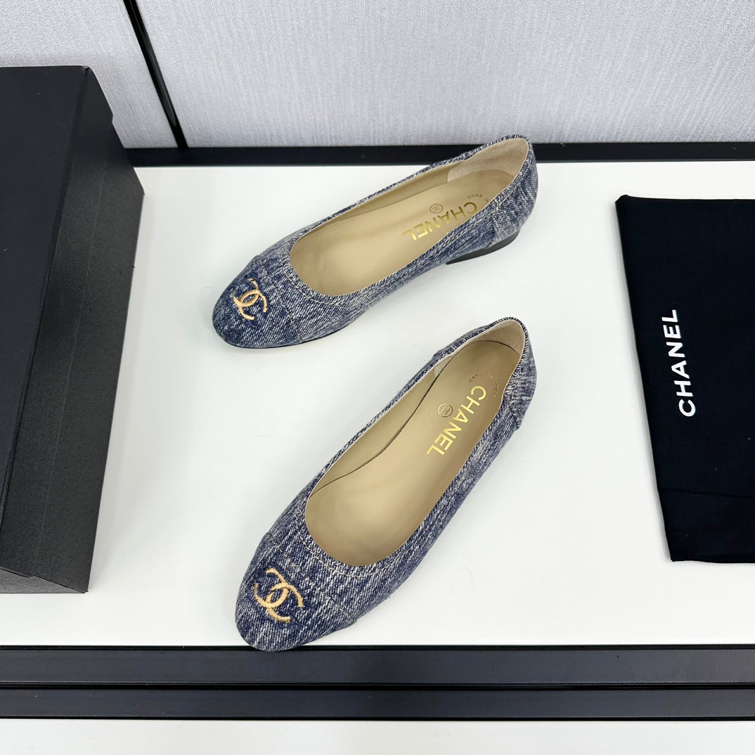cc ballet flat blue with white stripe denim 166816 - 35
