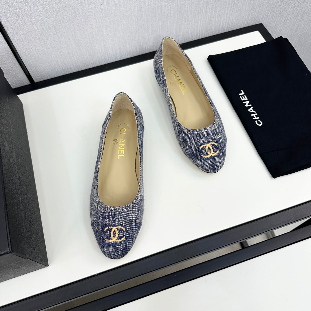 cc ballet flat blue with white stripe denim 166816 - 35