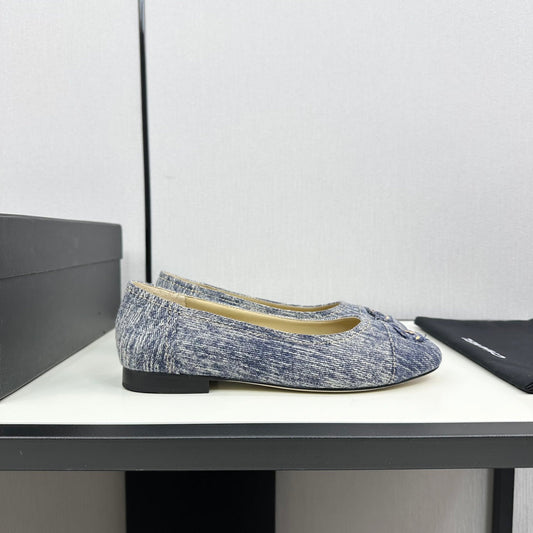 cc ballet flat blue with white stripe denim 166816 - 35