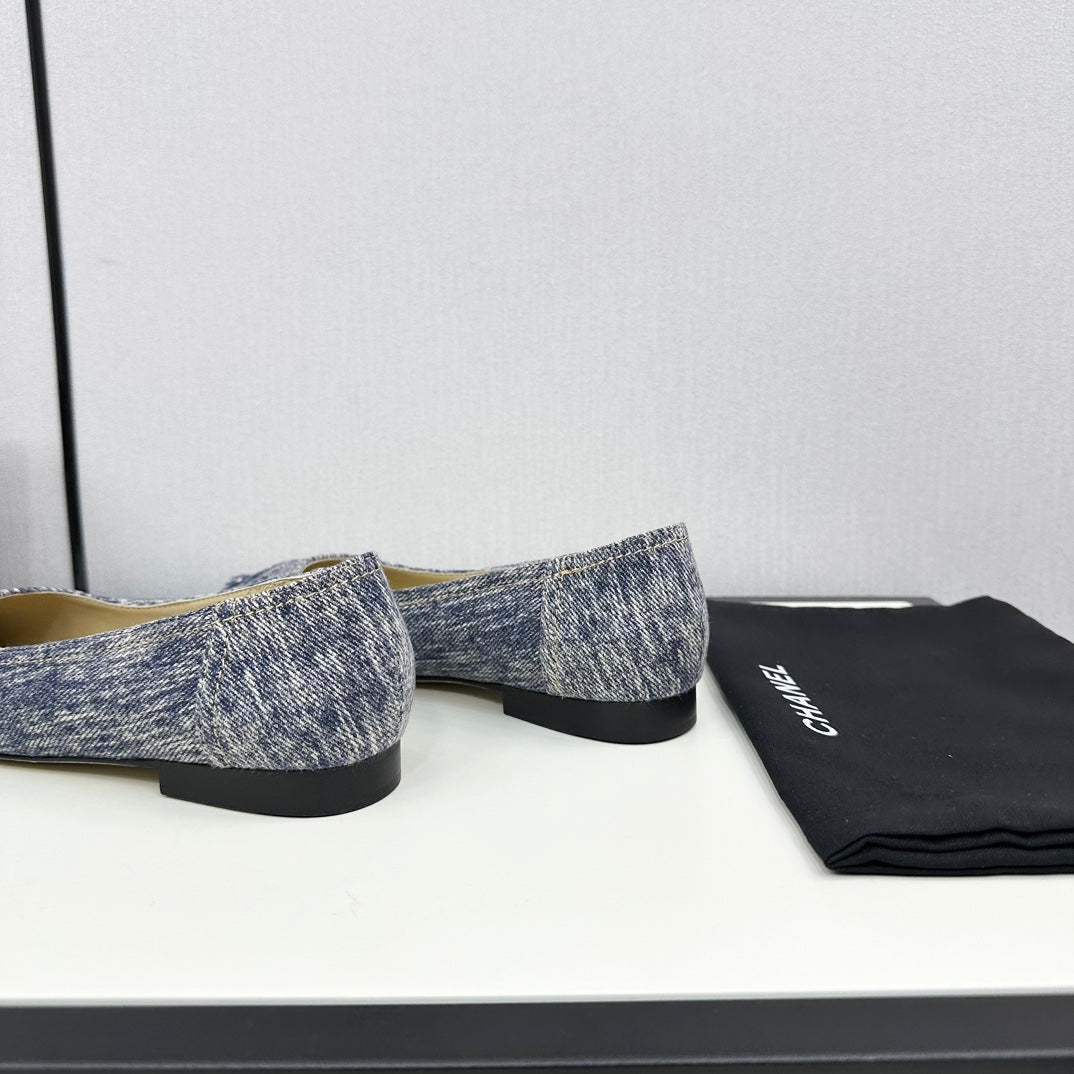 cc ballet flat blue with white stripe denim 166816 - 35