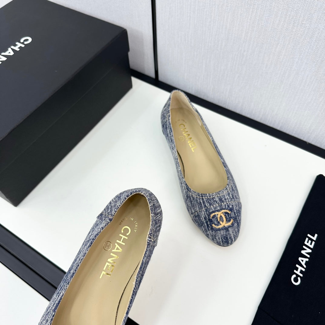 cc ballet flat blue with white stripe denim 166816 - 35