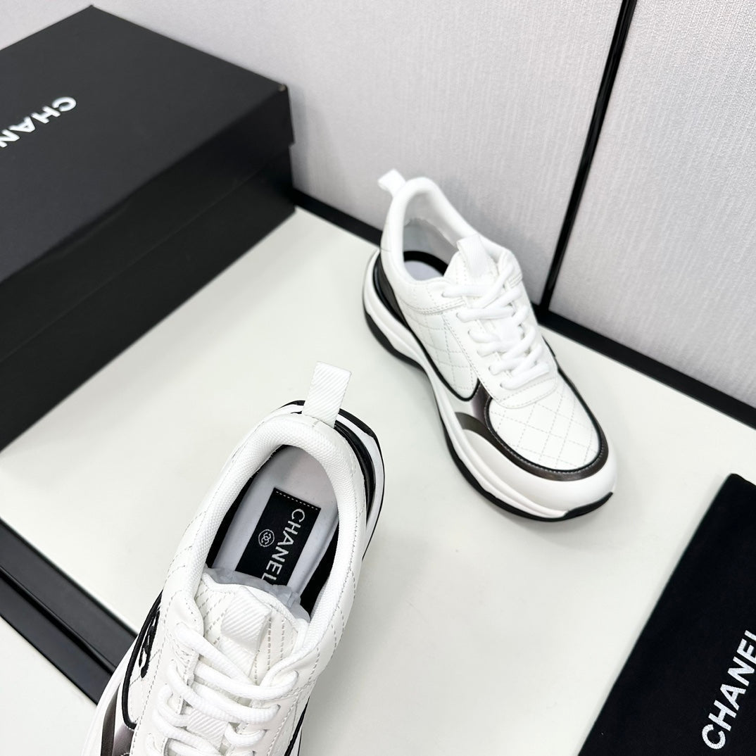 CC SNEAKER IN WHITE MIX BLACK EMBROIDERED LAMBSKIN - 35