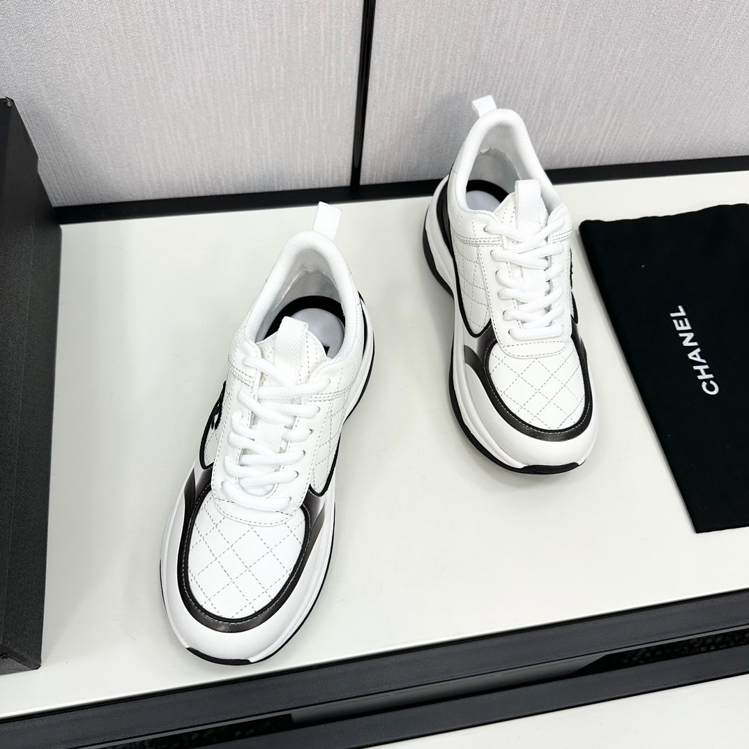 CC SNEAKER IN WHITE MIX BLACK EMBROIDERED LAMBSKIN - 35