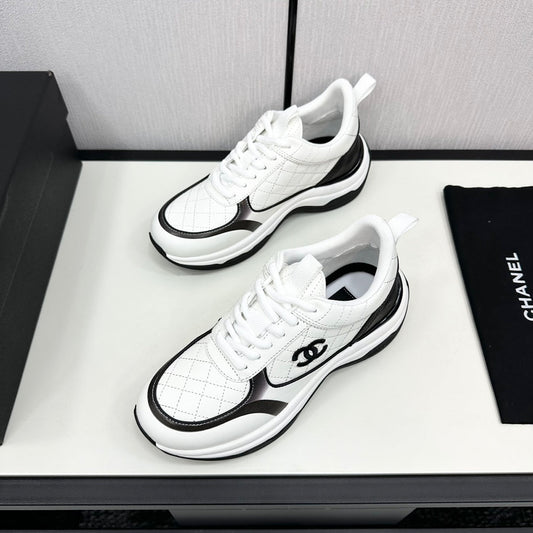 CC SNEAKER IN WHITE MIX BLACK EMBROIDERED LAMBSKIN - 35