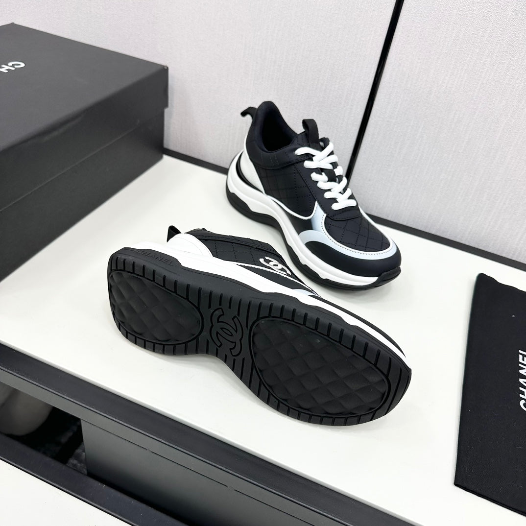 CC SNEAKER IN BLACK MIX WHITE EMBROIDERED LAMBSKIN - 35