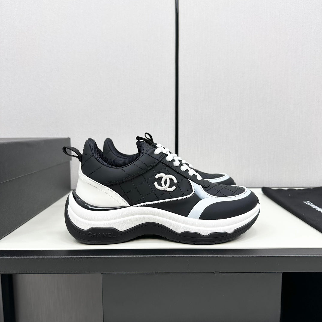 CC SNEAKER IN BLACK MIX WHITE EMBROIDERED LAMBSKIN - 35