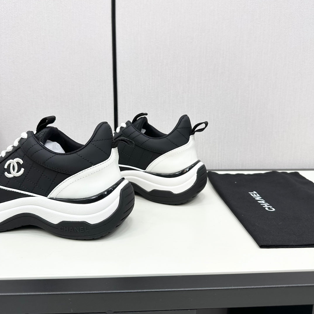 CC SNEAKER IN BLACK MIX WHITE EMBROIDERED LAMBSKIN - 35