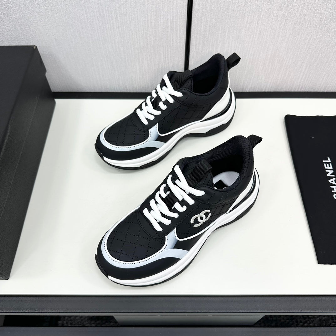 CC SNEAKER IN BLACK MIX WHITE EMBROIDERED LAMBSKIN - 35