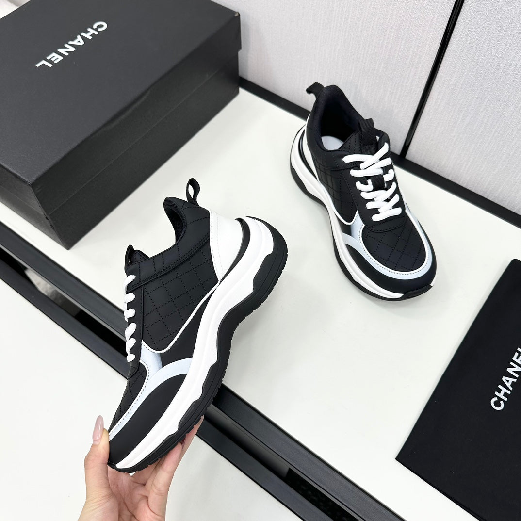 CC SNEAKER IN BLACK MIX WHITE EMBROIDERED LAMBSKIN - 35
