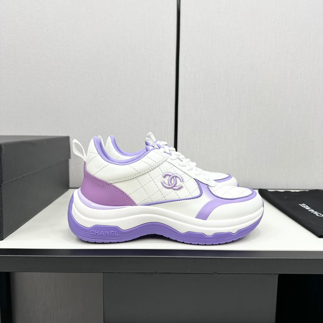 CC SNEAKER IN WHITE MIX IRIS PURPLE EMBROIDERED LAMBSKIN - 35