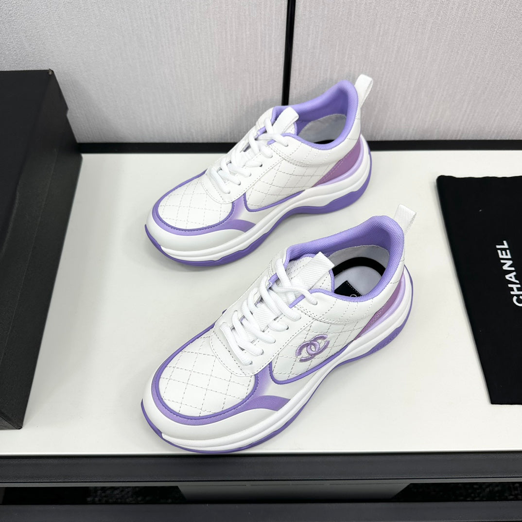 CC SNEAKER IN WHITE MIX IRIS PURPLE EMBROIDERED LAMBSKIN - 35