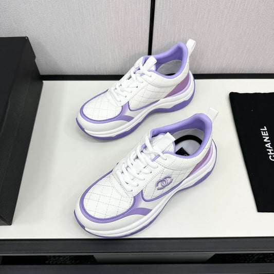 CC SNEAKER IN WHITE MIX IRIS PURPLE EMBROIDERED LAMBSKIN - 35