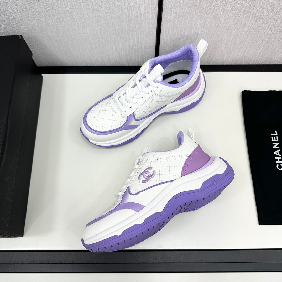 CC SNEAKER IN WHITE MIX IRIS PURPLE EMBROIDERED LAMBSKIN - 35