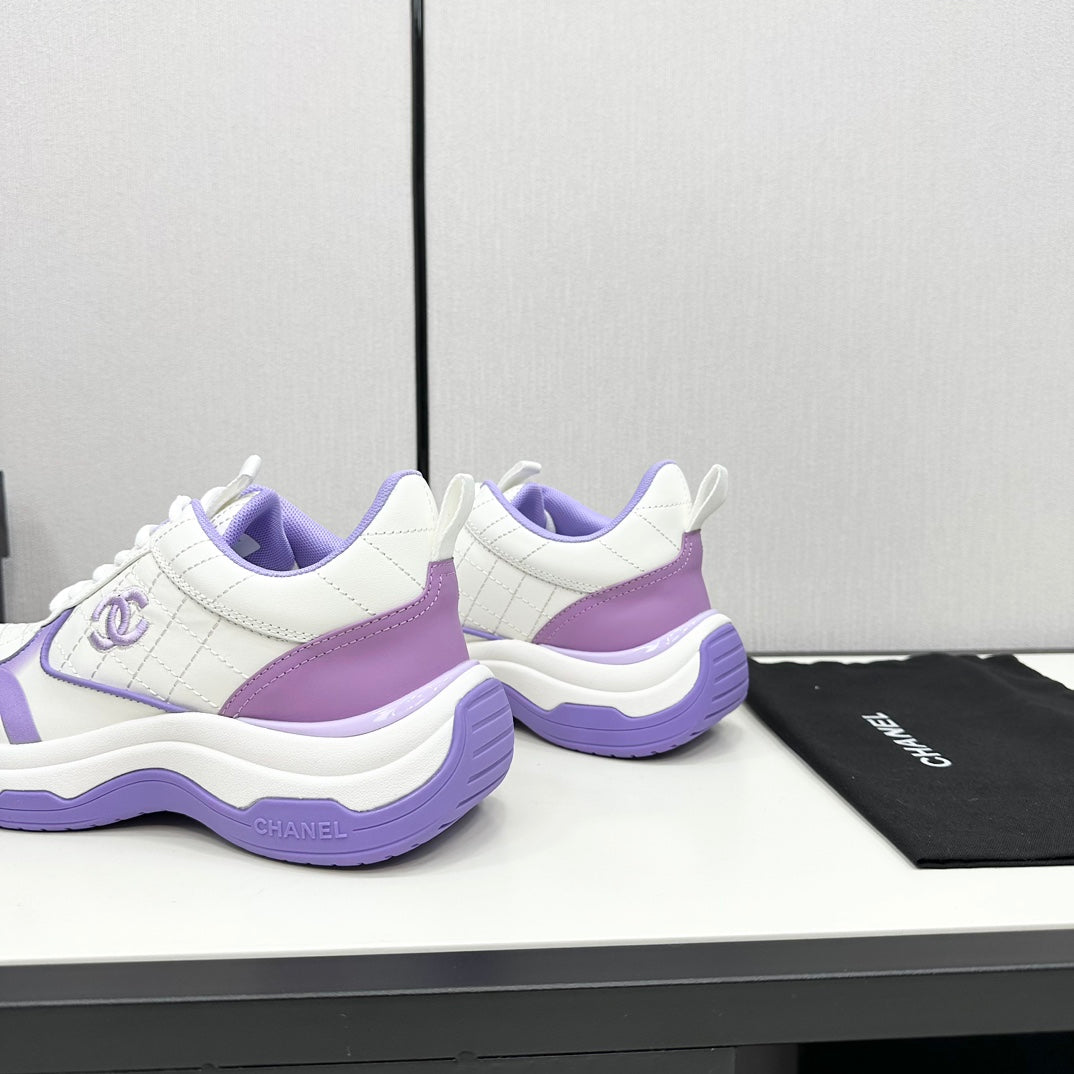 CC SNEAKER IN WHITE MIX IRIS PURPLE EMBROIDERED LAMBSKIN - 35