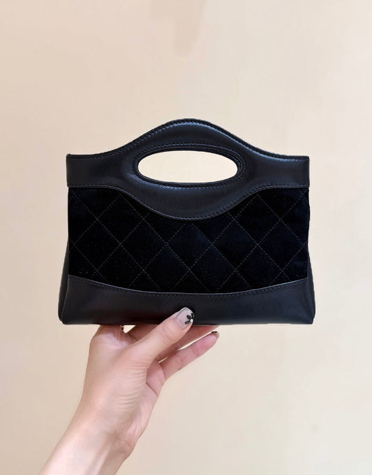 25S CHANEL МІНІ ШОПЕР 20 З ЧОРНОЇ ЗАМШЕВОЇ ТЕЛЯЧОЇ ШКІРИ