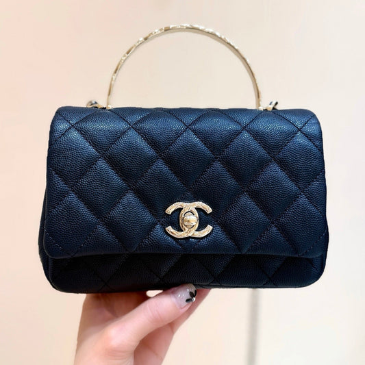 CHANEL 25S COCO CRUSH HANDLE 18 ЧОРНА ТЕЛЯЧА ШКІРА З ФУРНІТУРОЮ ЗІ ЗОЛОТА