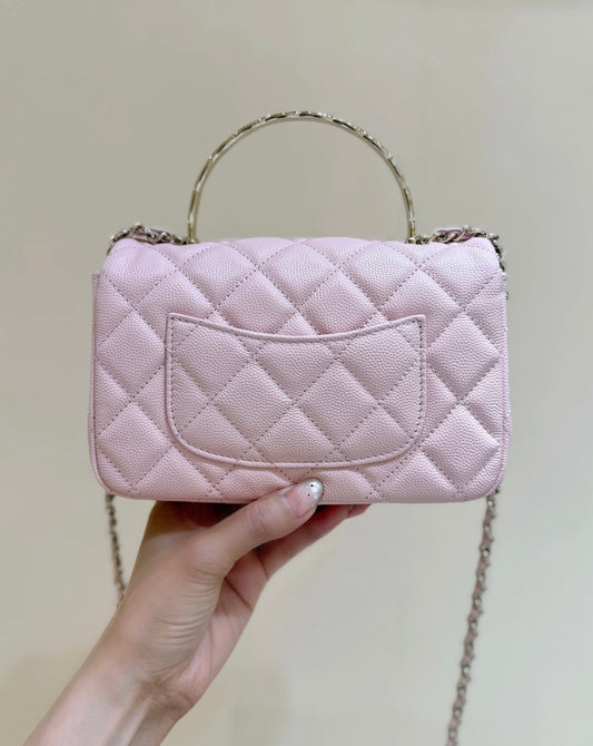 CHANEL 25S COCO CRUSH HANDLE 18 З РОЖЕВОЇ ТЕЛЯЧОЇ ШКІРИ З ФУРНІТУРОЮ ЗІ ЗОЛОТА
