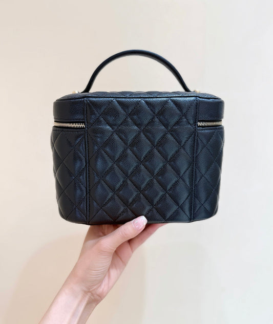 CHANEL 25S VANITY TOP HANDLE CASE 21 З ЧОРНОЇ ТЕЛЯЧОЇ ШКІРИ