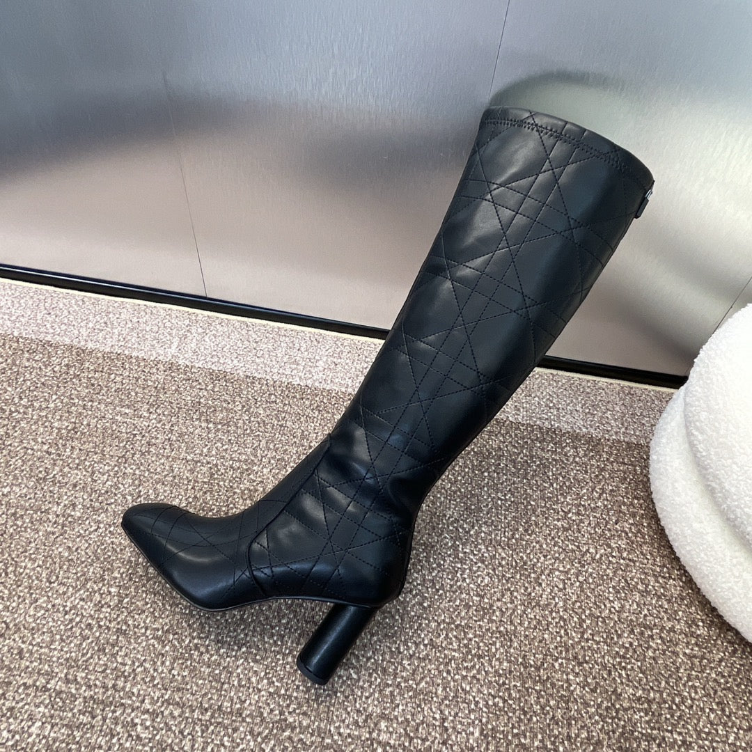 DIOR 25S D-SHADOW COUTURE SERIES BOOTS 90MM IN BLACK CALFSKIN - 35