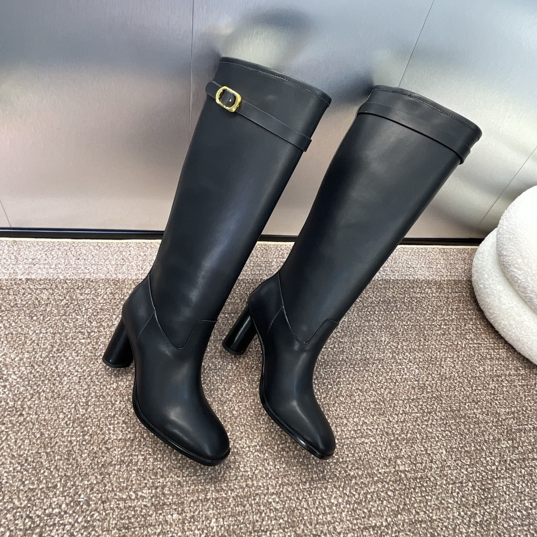 DIOR 25S D-EMPREINTE COUTURE BOOTS 90MM IN BLACK CALFSKIN - 35
