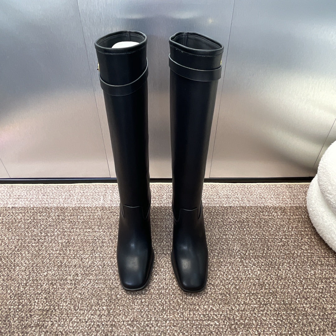 DIOR 25S D-EMPREINTE COUTURE BOOTS 90MM IN BLACK CALFSKIN - 35