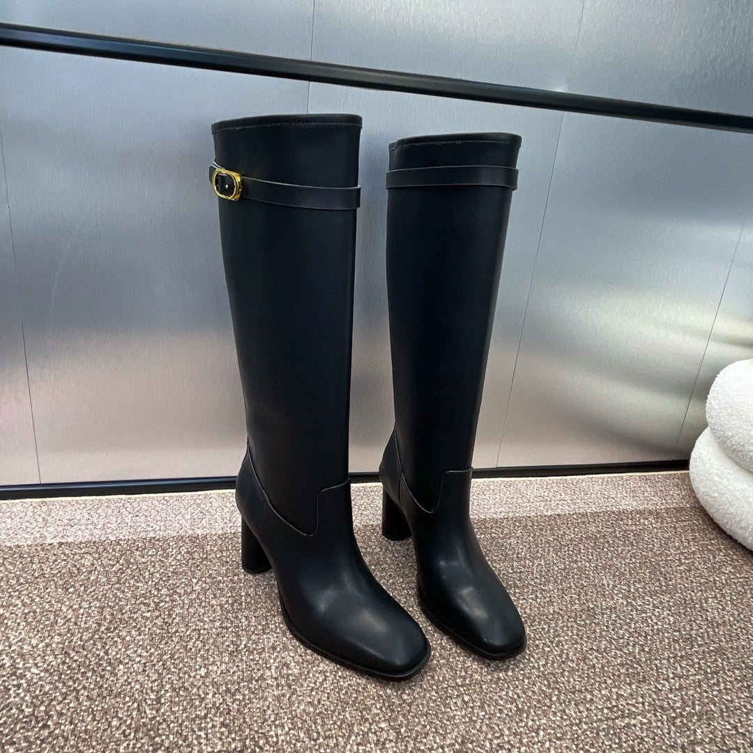 DIOR 25S D-EMPREINTE COUTURE BOOTS 90MM IN BLACK CALFSKIN - 35