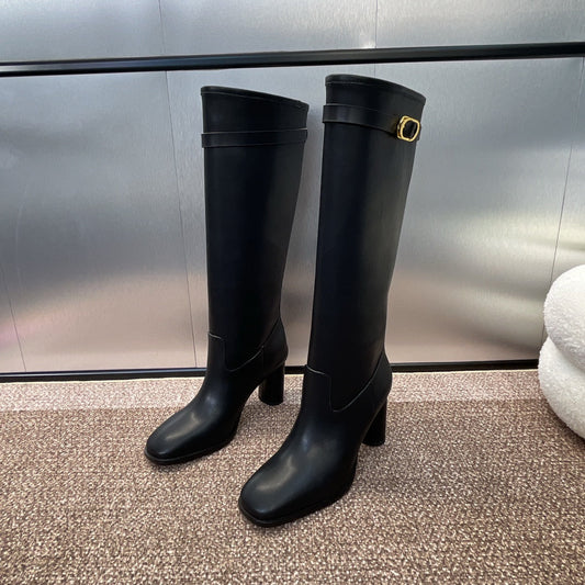DIOR 25S D-EMPREINTE COUTURE BOOTS 90MM IN BLACK CALFSKIN - 35