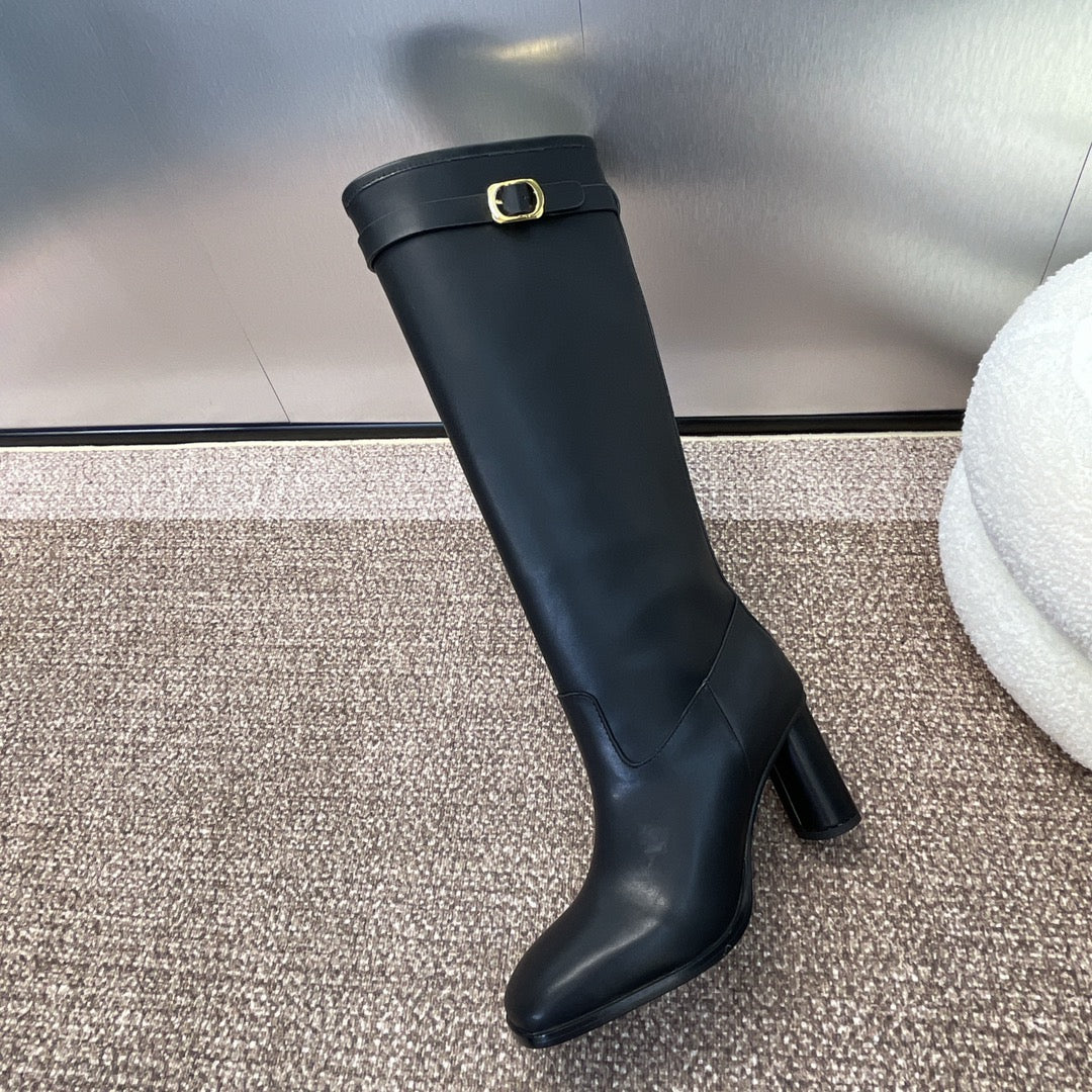 DIOR 25S D-EMPREINTE COUTURE BOOTS 90MM IN BLACK CALFSKIN - 35